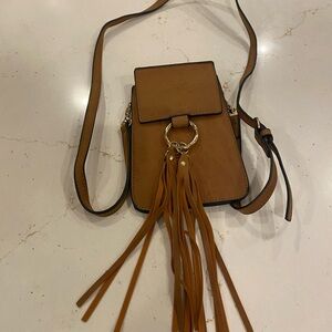 Elegant Brown Crossbody Bag with Tassel